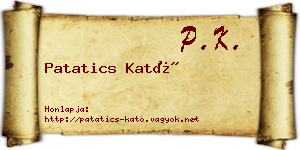 Patatics Kató névjegykártya